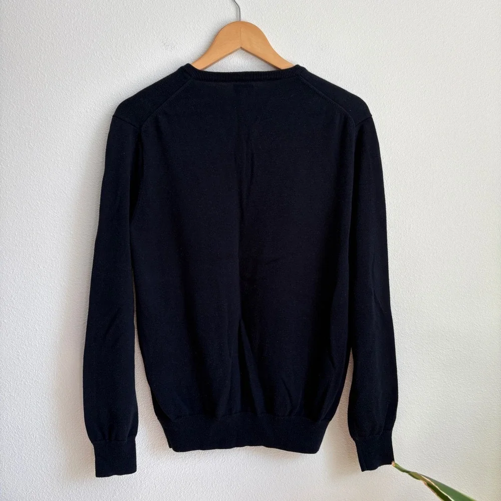J.Crew Mens Dark Navy Blue 100% Cotton V-Neck Sweater Size M